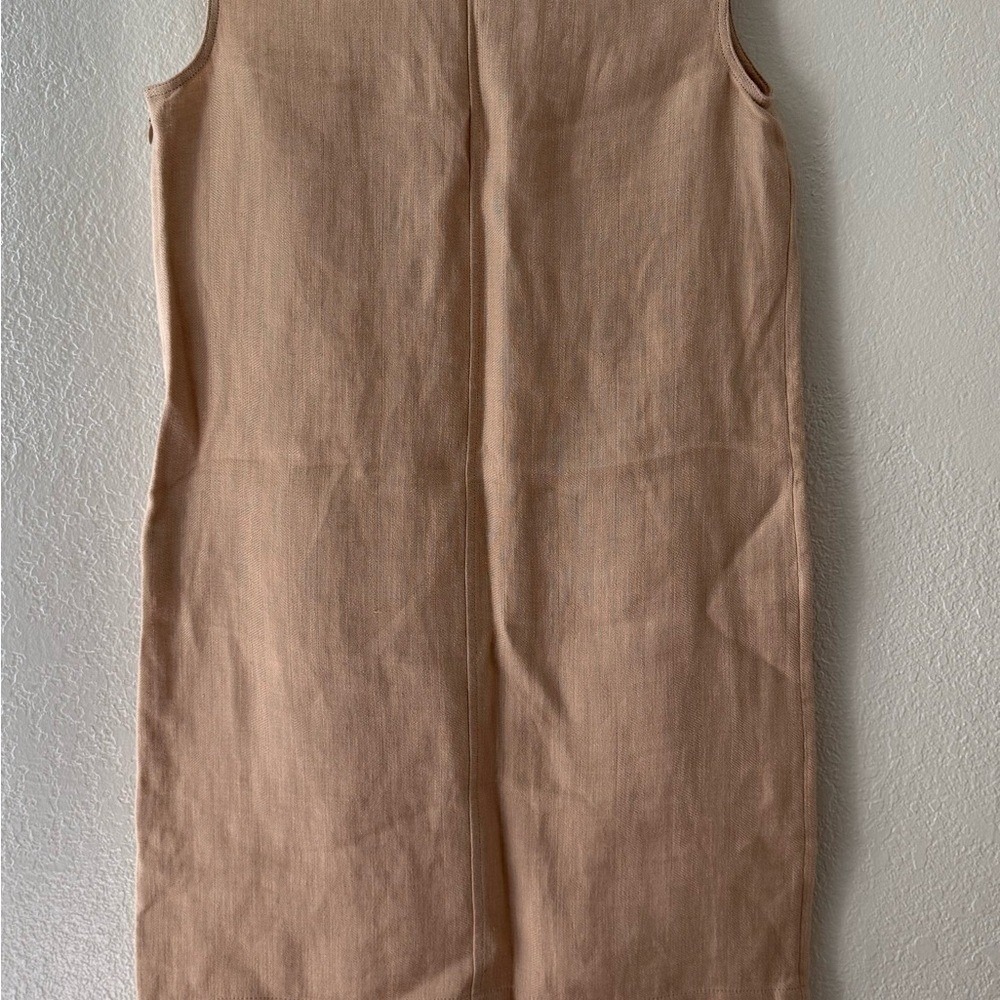 Theory Sleeveless Tan Shift Dress Linen Blend Size 0 - Picture 9 of 14